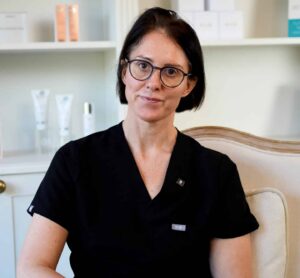 Woman attending a private menopause consultation at Ashlyns Medispa in Essex with experienced Nurse Prescriber Amy.